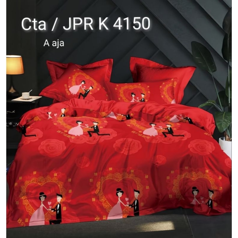 BEDCOVER SET + SPREI MOTIF MERAH SIZE 200x200x25