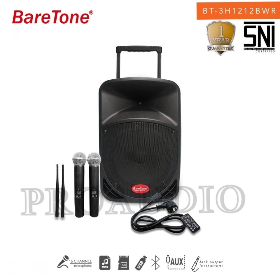 Portable Baretone 12 Inch BT 3 H 1212 BWR BT 3H 1212BWR 2 Microphone Wireless Original