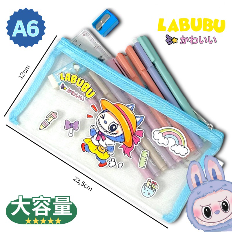 

Labubu Kotak Pensil Pencil Case Lucu Unik Tempat Pensil Jaring Transparant A6