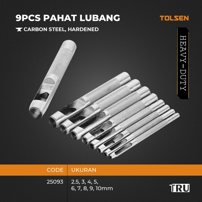 

9 PCS PAHAT LUBANG / LEATHER PUNCHER 2.5,3,4,5,6,7,8,9,10MM Hole Punch Hollow Tolsen 25093