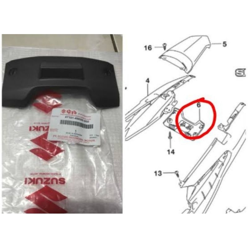 cover lampu belakang bawah stop lamp stoplamp cover frame center lower 47151-49K Suzuki NEX TWO DUA 