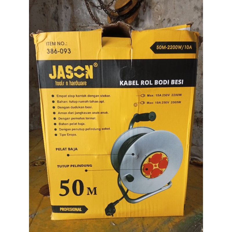 Kabel Roll 50 Meter/ Kabel Roll 4 Lubang/ Heavy Duty Cable Reel Jason 50 Mtr