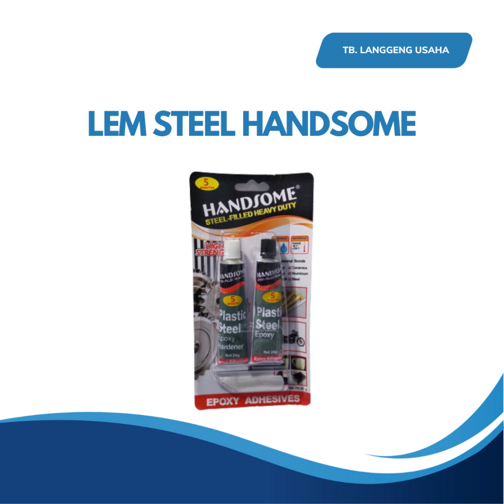LEM STEEL HANDSOME EPOXY ADHESIVES 5 MENIT 48gr clear bening lem dextone bening lem campur besi serb