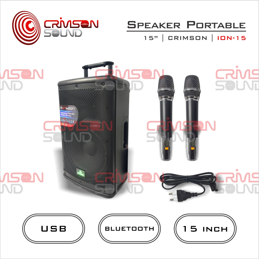 SPEAKER PORTABLE CRIMSON 15 INCH 600 WATT BLUETOOTH TWS ION - 15
