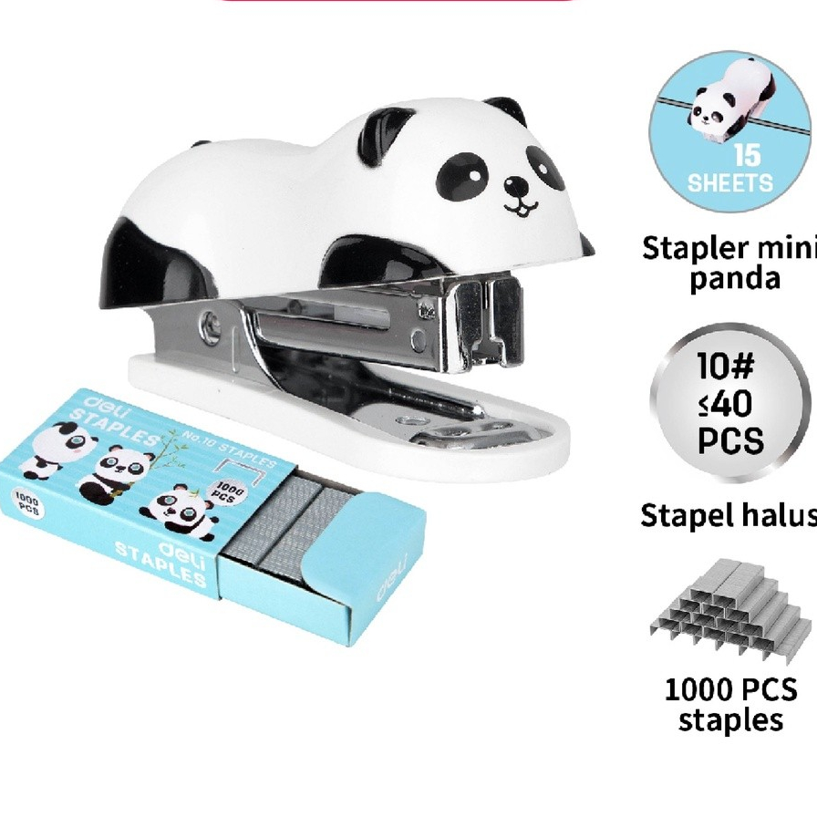 

Deli E0453 Hekter-Panda Mini Stapler #10 w/staples Black/white