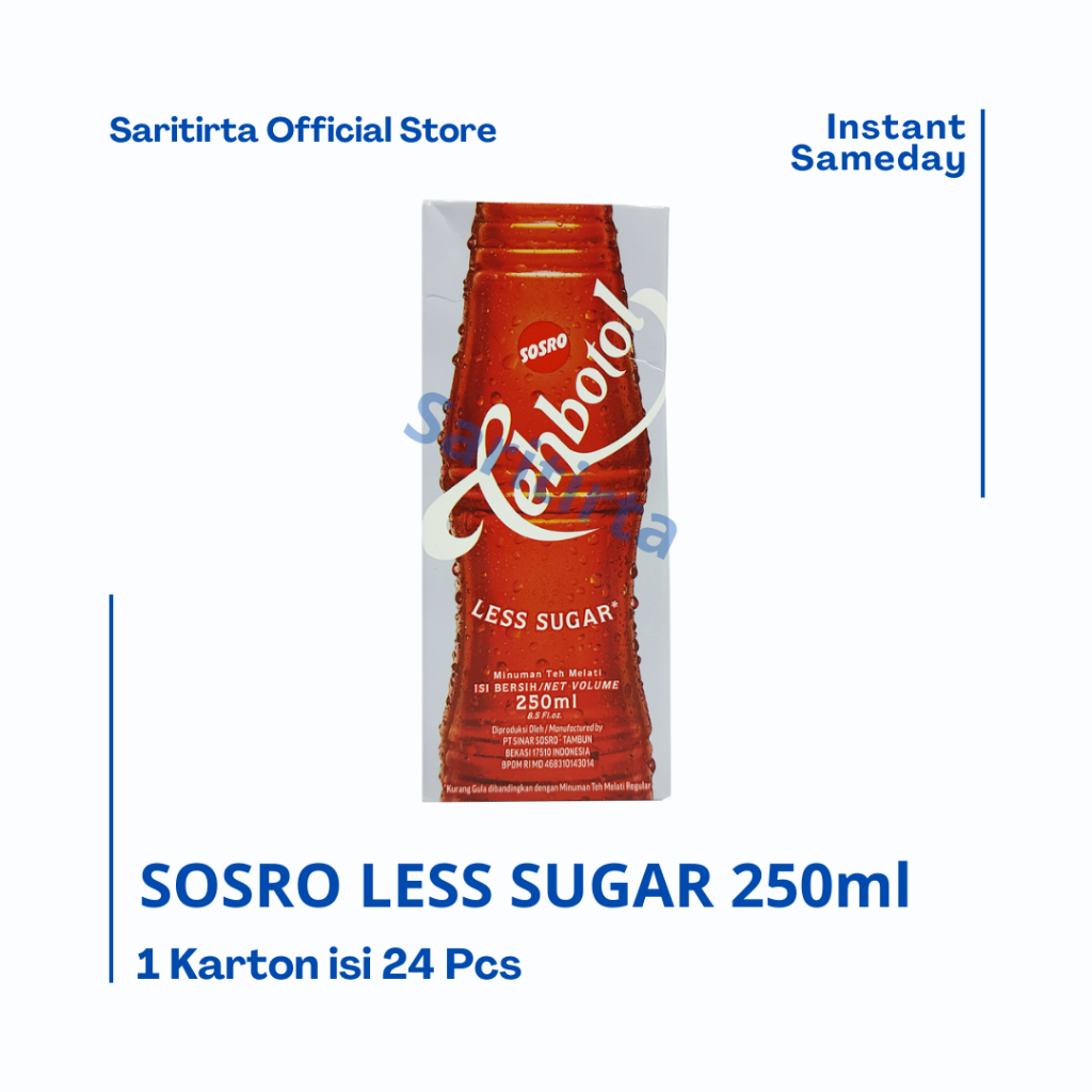 

TEH BOTOL KOTAK SOSRO LESS SUGAR 24x250mL