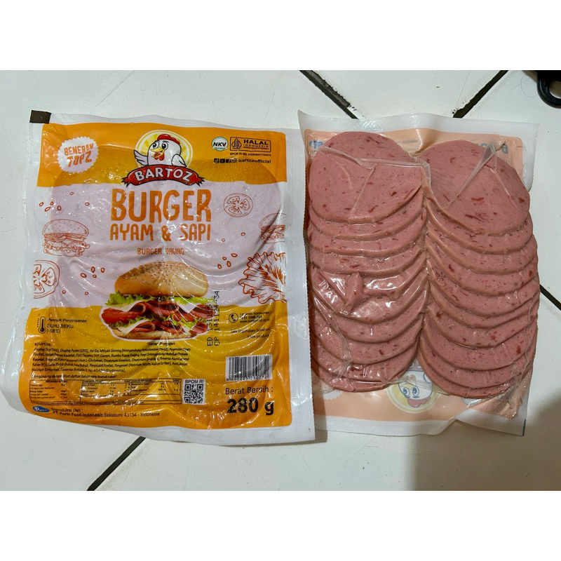 

Bartoz Burger Ayam & Sapi 280g isi 20 pcs