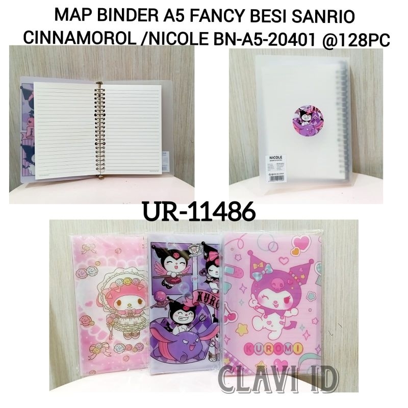 

11486/Buku Binder A5 Motif Cinnamoroll Kuromi Melody Note File Holder Motif Beruang
