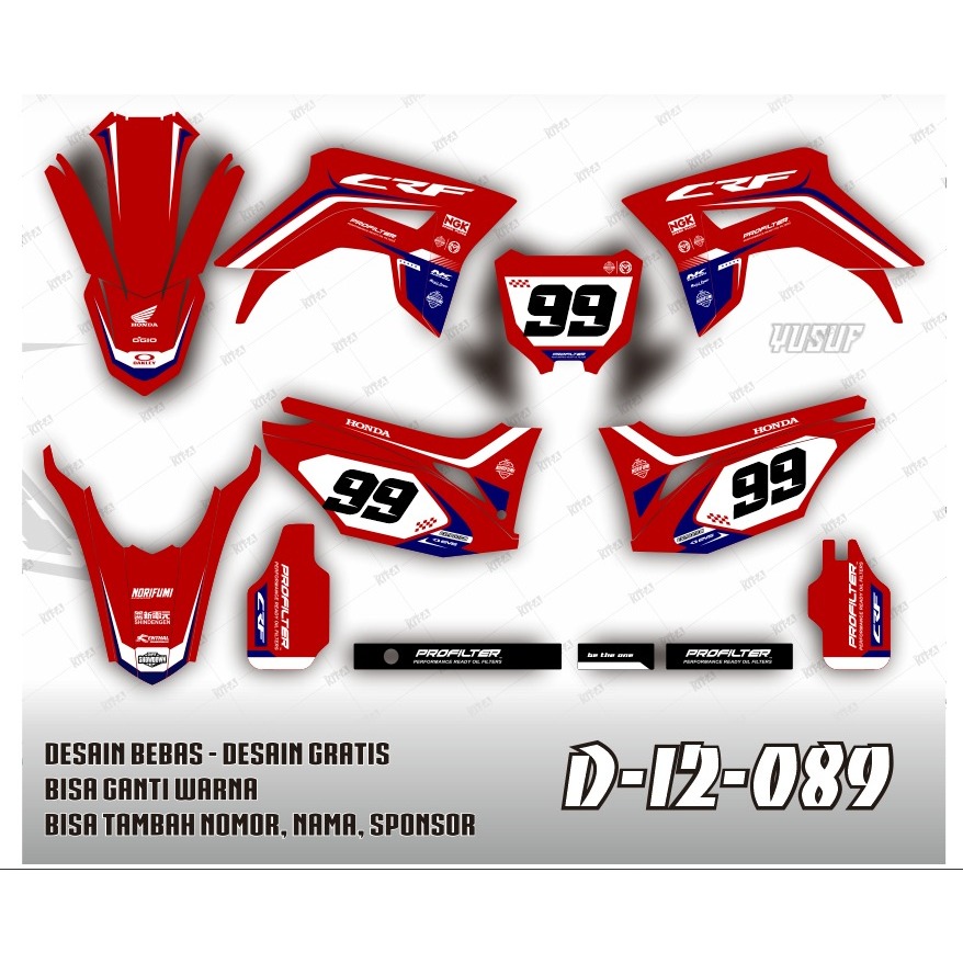 Decal Sticker - Stiker Dekal Honda CRF 150 L 160 MOTIF SUPREME MERAH