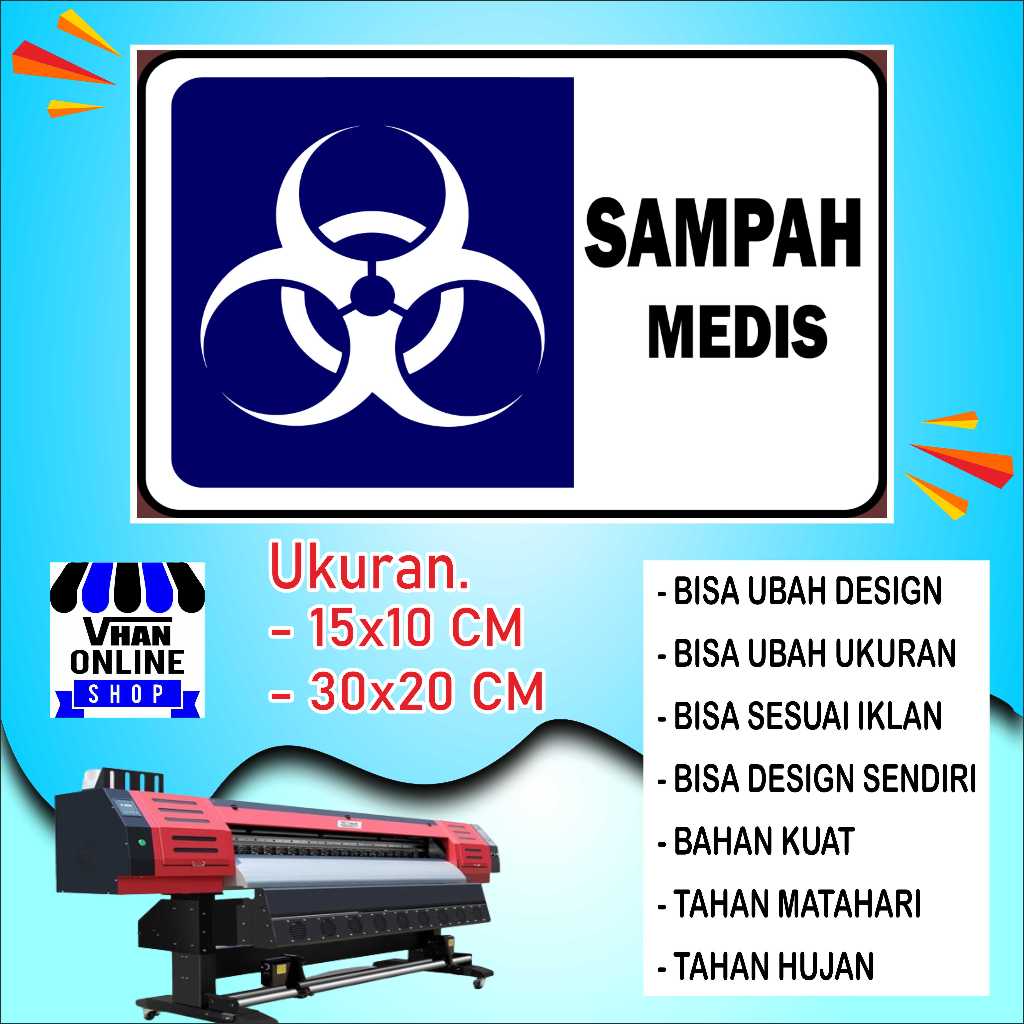 

Stiker Sampah Medis Bahan Tahan Air Biru