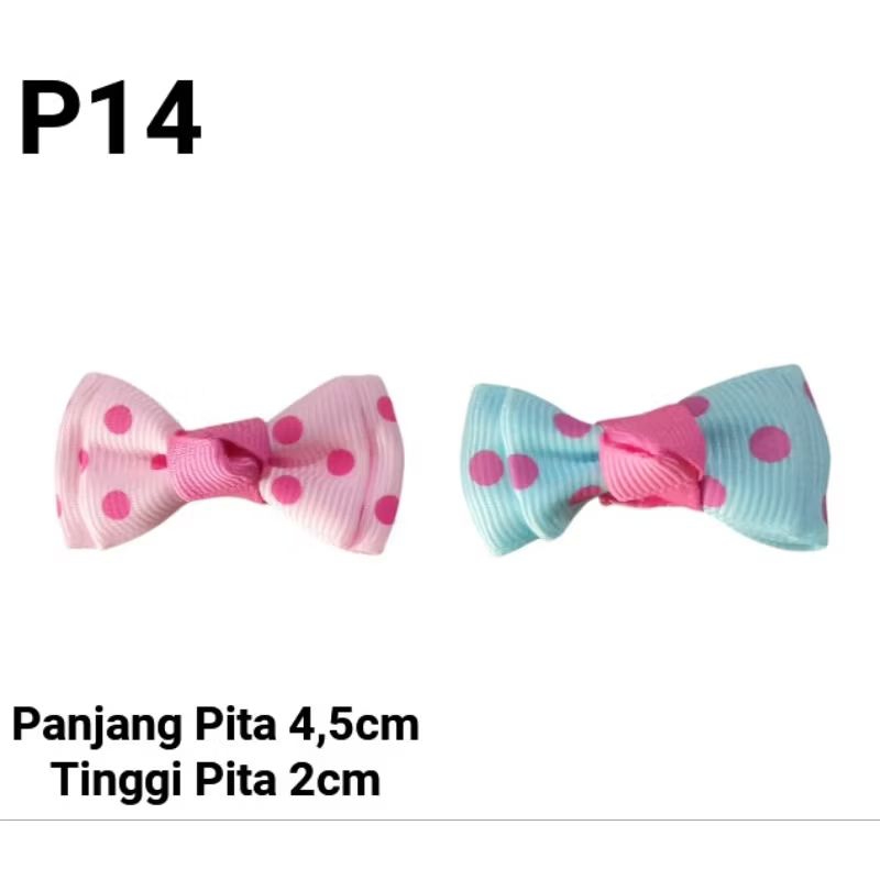 

[ 10pcs Mix ] Premium Pita Hias Pita Motif Pink Biru Polkadot Ribbon Bow