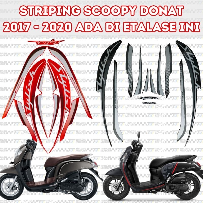 STRIPING SCOOPY 2017 2018 2019 2020 ABU HITAM MERAH DOFF KUALITAS ORIGINAL STICKER LIS LIST DECAL SC