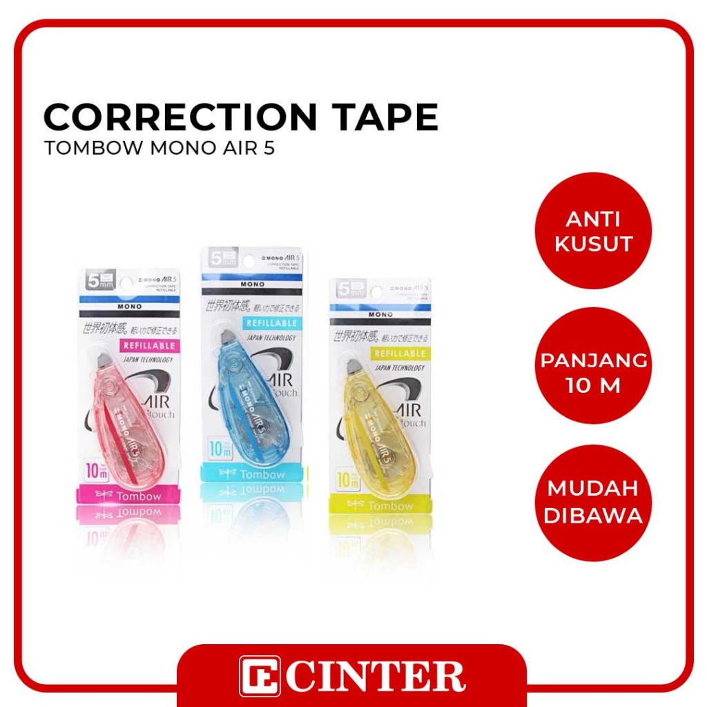 

TOMBOW - CORRECTION TAPE / STIPO KERTAS / TIP X MONO AIR UKURAN 5MMX10M