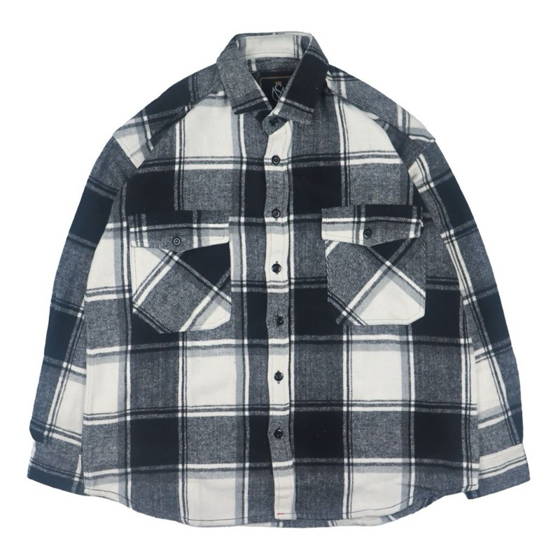 KAUIKO Jaket Pria Shacket Flanel Lengan Panjang Nyaman Outer Tebal Casual Kemeja Pria Kemeja Lengan 