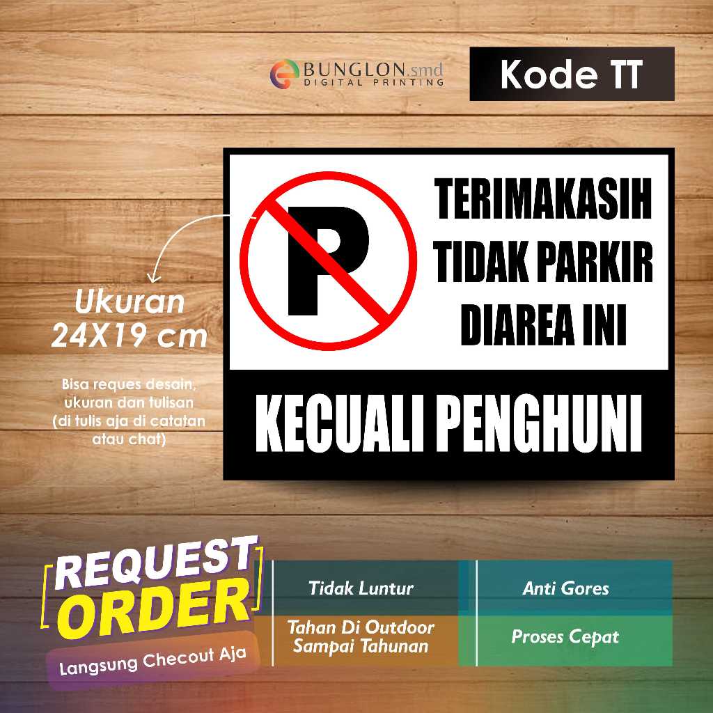 

STIKER TERIMAKASIH TIDAK PARKIR DI AREA INI + LAMINASI KODE TT HITAM