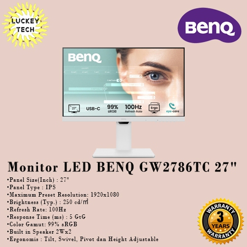 BenQ GW2786TC Monitor LED 27" IPS FHD dengan USB-C dan Eye Care