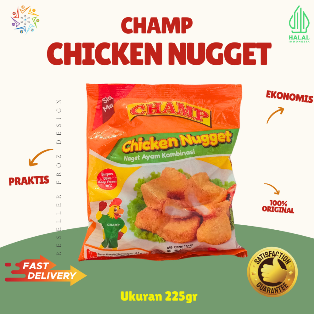 

Champ chicken nugget | naget Champ 225gr | Naget Nugget Nagget Nuget Nagged Hemat Praktis Murah Bekel Anak Sekolah Chem | Chemp Cem Cemp Cam Camp