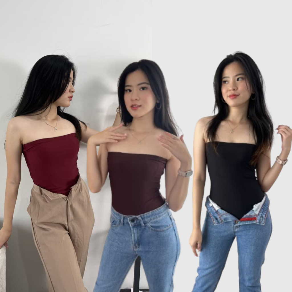 Oppa Style Shop MIA Bodysuit Kemben Wanita - Tube Top Bodysuit Basic Polos - Kemben Jersey Spandex -