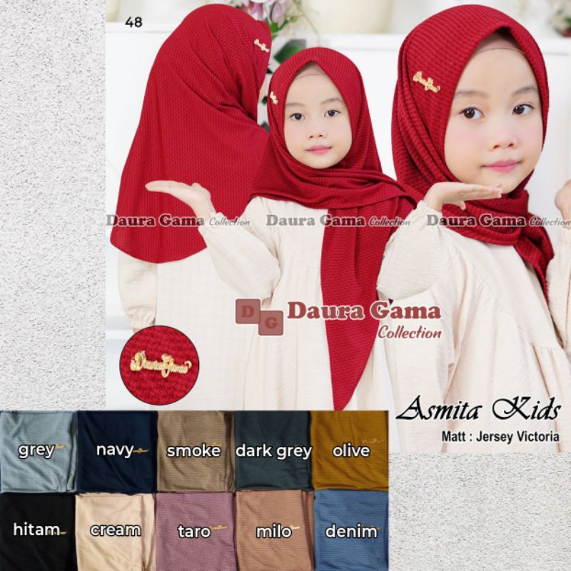 Asmita Kids Hijab Anak | Segitiga Instan anak Asmita | Daura Gama Collection