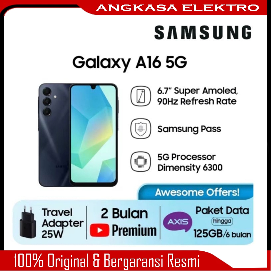 HP SAMSUNG A16 5G Ram 8+256GB NFC FREE CHARGER Garansi Resmi Samsung 1 Tahun