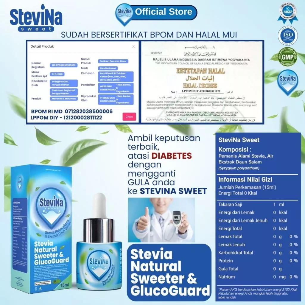 

Stevina sweet Pemanis Stevia Cair 0 Kalori isi 15ml 1 Botol