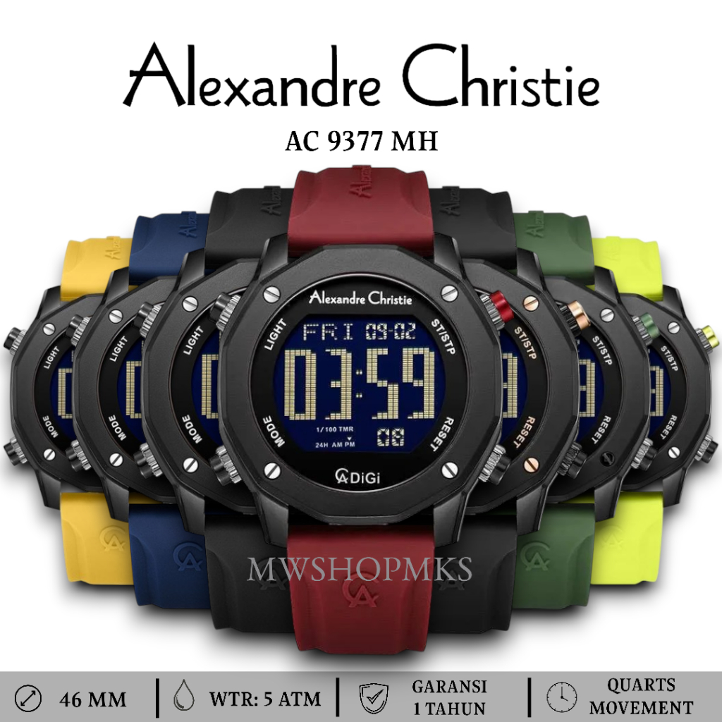 Jam Pria Digital Alexandre Christie AC9377 AC 9377 ORIGINAL Alexander Christie Garansi Resmi