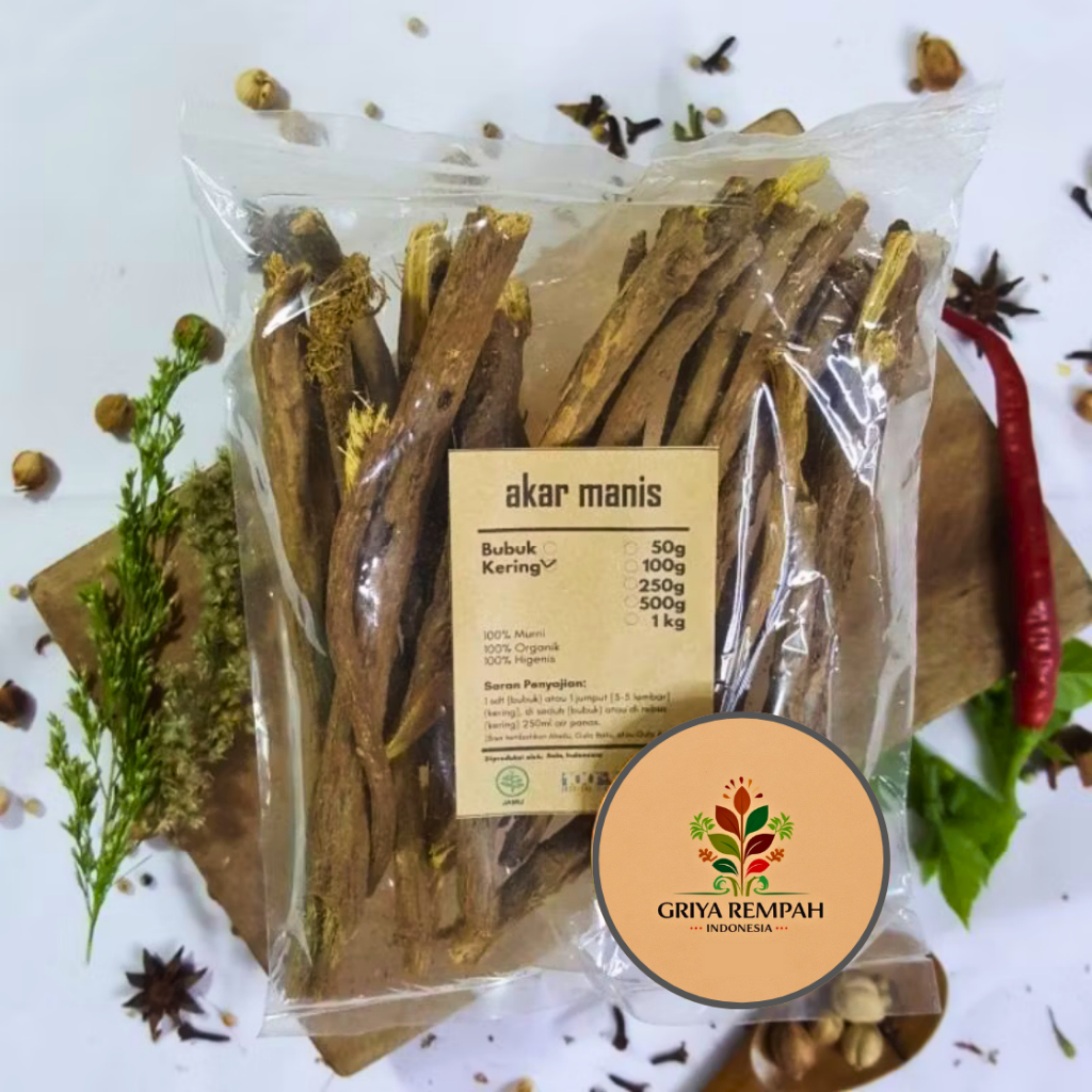 

AKAR MANIS KERING 1 KG 100% Murni – Kayu Legi Ramuan Rempah Herbal Solusi Herbal untuk Imunitas & Pencernaan Sehat Simplisia Glycyrrhiza glabra