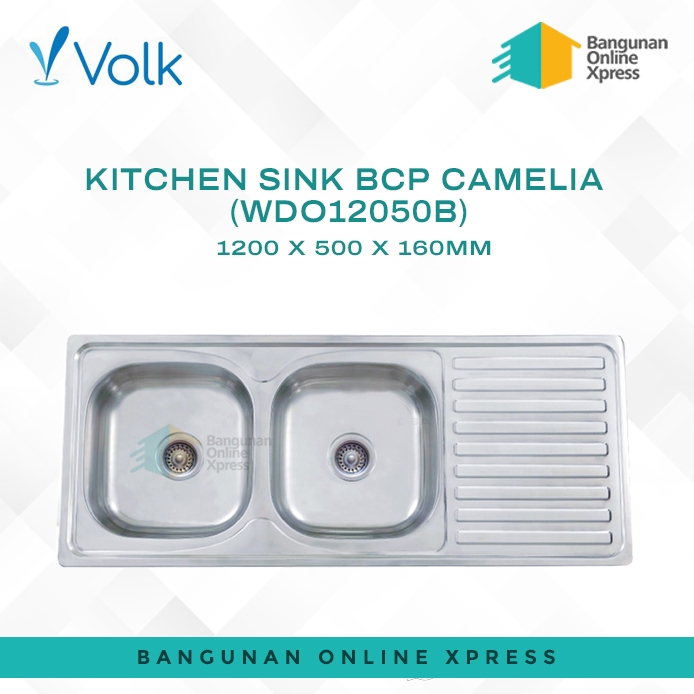 VOLK BAK CUCI PIRING/KITCHEN SINK 2 LUBANG CAMELIA WDO12050B