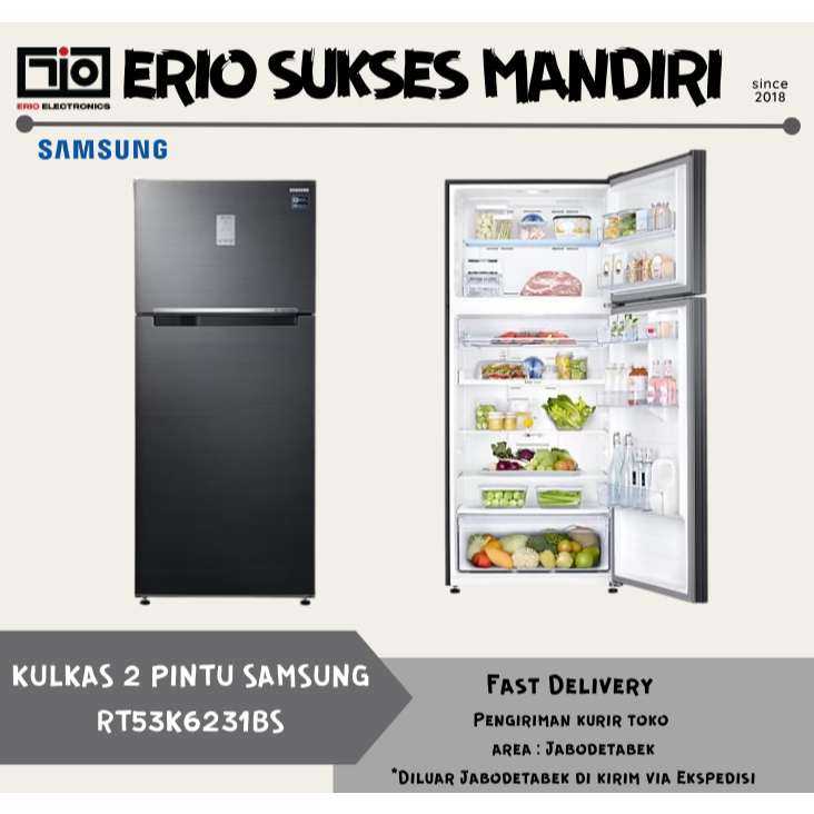 SAMSUNG RT53K6231BS / RT53 Kulkas 2 Pintu Twin Cooling Plus 528L