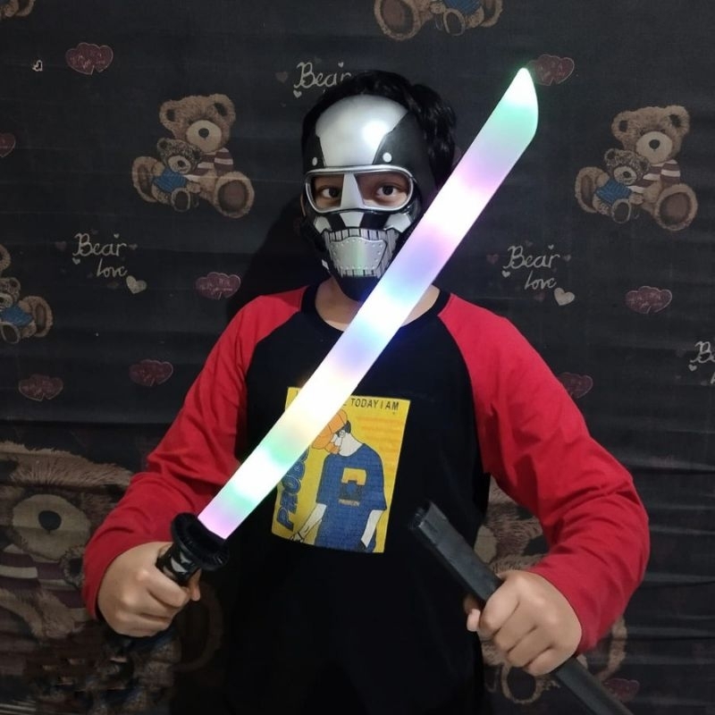 Mainan Set Topeng Pedang Starwars Pedangan LED ada Lampu Lampu Suara - Cosplay star Wars Superhero A