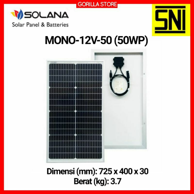 SOLAR PANEL 50WP SOLANA SOLAR CELL MONOCRYSTALLINE