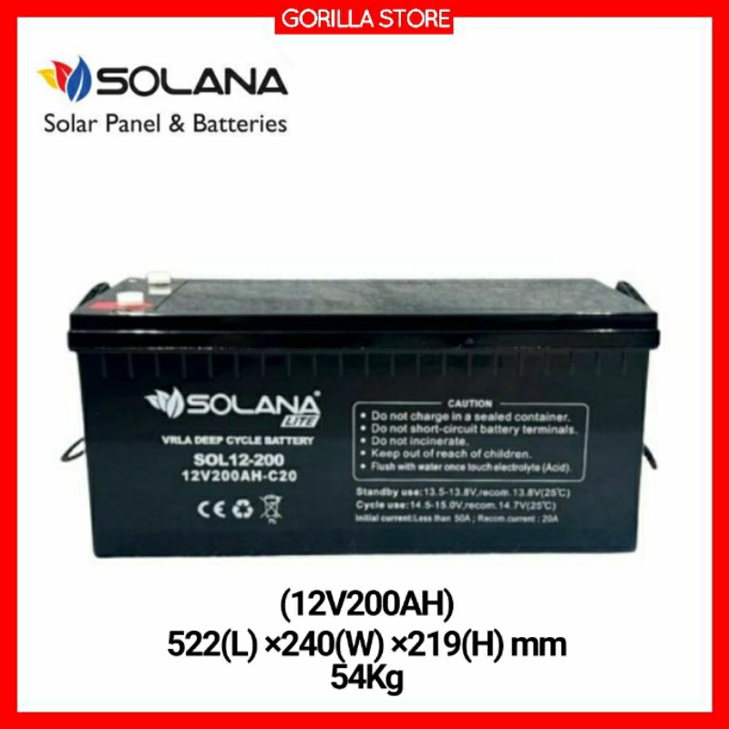 SOLANA VRLA Deep Cycle Battery 12V 200AH