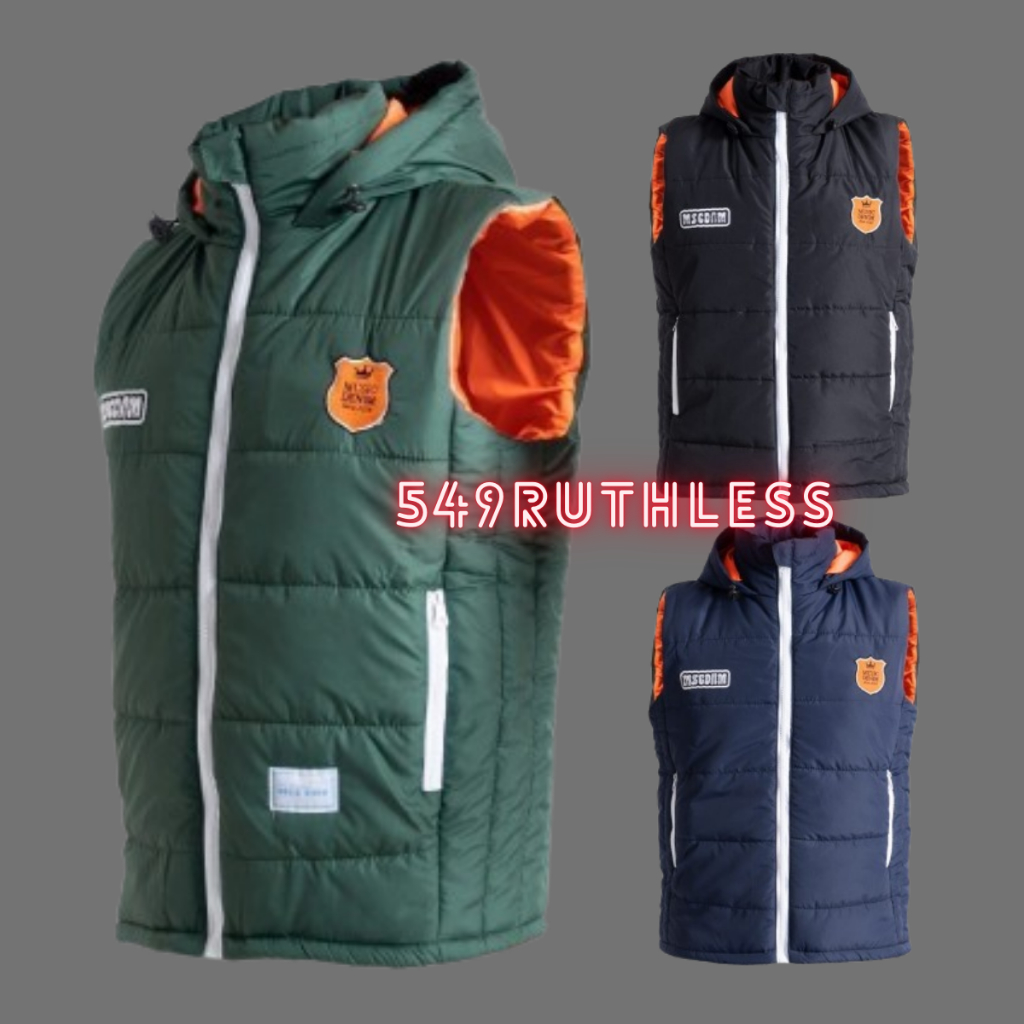 Rompi Hoodie Resleting Original Music Denim Vest Hoodie Parasute Mayer Vest Rompi Zipper Pria Korea