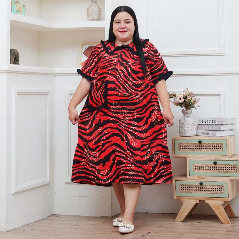 DASTER JUMBO LD 140 MOTIF BUNGA BUSUI HOMEDRESS | DASTER BATIK SUPER BAHAN RAYON PREMIUM DASTER LENG