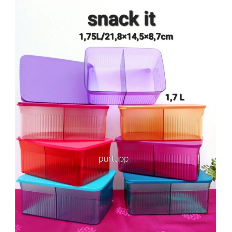 Promo Tupperware toples Snack it sekat 2@1,75 L, sebening kristal