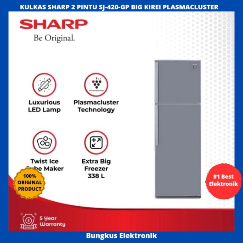 KULKAS SHARP 2 PINTU SJ-420-GP BIG KIREI PLASMACLUSTER ION