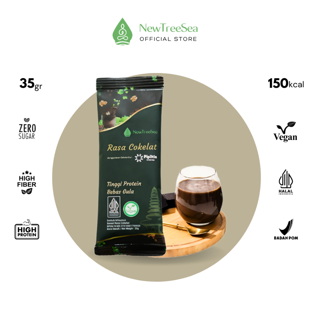 

Newtreesea Coklat Bubuk Meal Replacement 1 Sachet Rendah Kalori Tinggi Protein Halal & BPOM