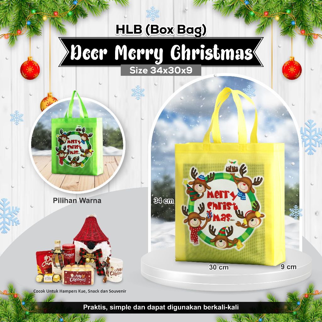 

Goodie Bag Natal Tas Christmas Tas Natal Laminasi Spunbond Christmas 34X30X9