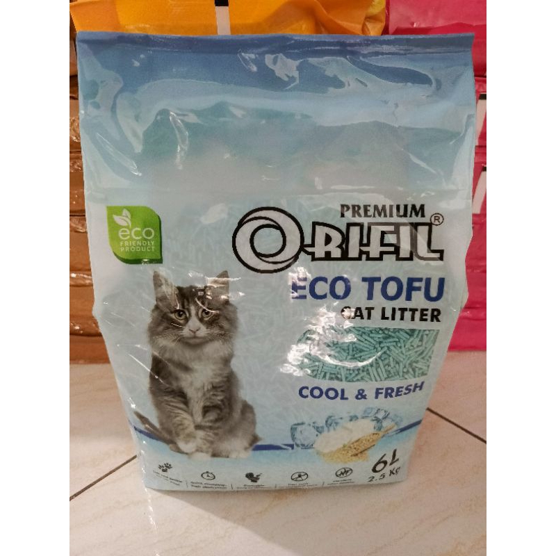 pasir kucing Orifil eco tofu soya cool & fresh 6 liter - cat litter