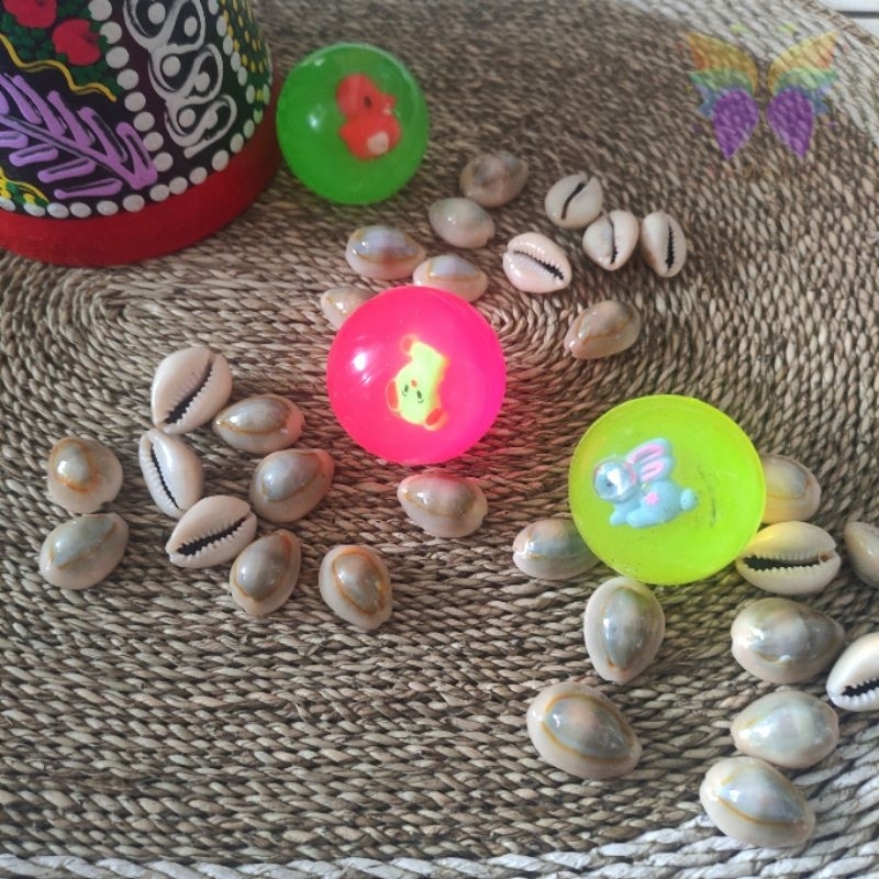 MAINAN BOLA BEKEL KERANG KUWUK ASLI MAINAN BOLA BEKLES KERANG ASLI SET MAINAN BOLA BEKEL PUTIH KERAN