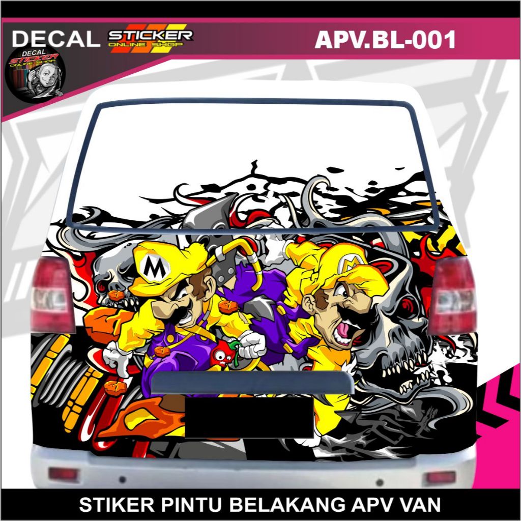 STIKER PINTU BELAKANG MOBIL APV VAN DECAL PRINT KARAKTER