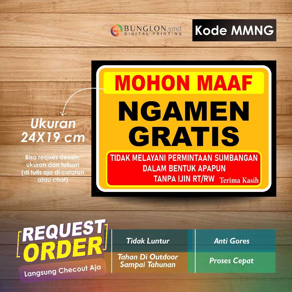 

STIKER MOHON MAAF NGAMEN GRATIS +LAMINASI KODE MMNG KUNING TUA