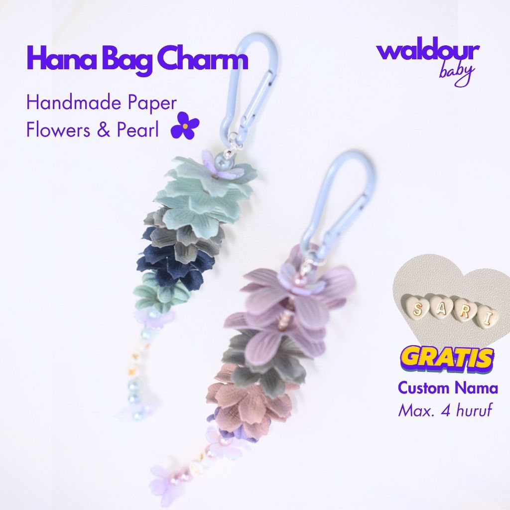Waldour Baby Hana Bag Charm Handmade | Gantungan Tas | Gantungan Kunci | Custom Nama