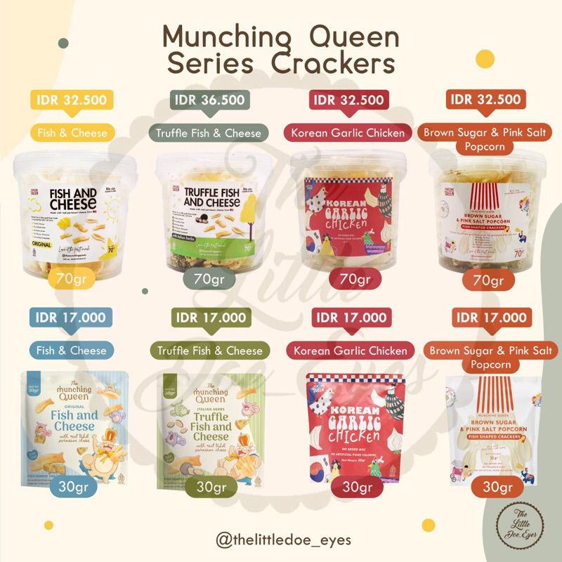 

[READY] Munching Queen Truffle Fish and Cheese / Korean Garlic Chicken Crackers with Italian Herbs Kerupuk Ikan