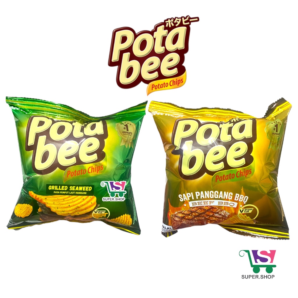 

Potabee Potato Chips Snack Keripik Kentang Beef BBQ / Grilled Seaweed 15 Gram