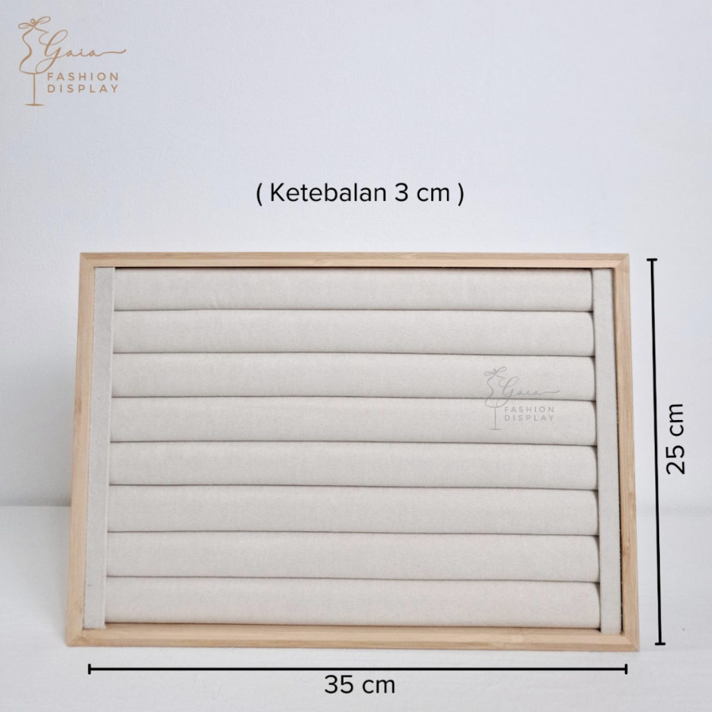 Display Kotak Premium Tempat Perhiasan Nampan Cincin Koleksi Cincin Emerald / Abu / Beige Box