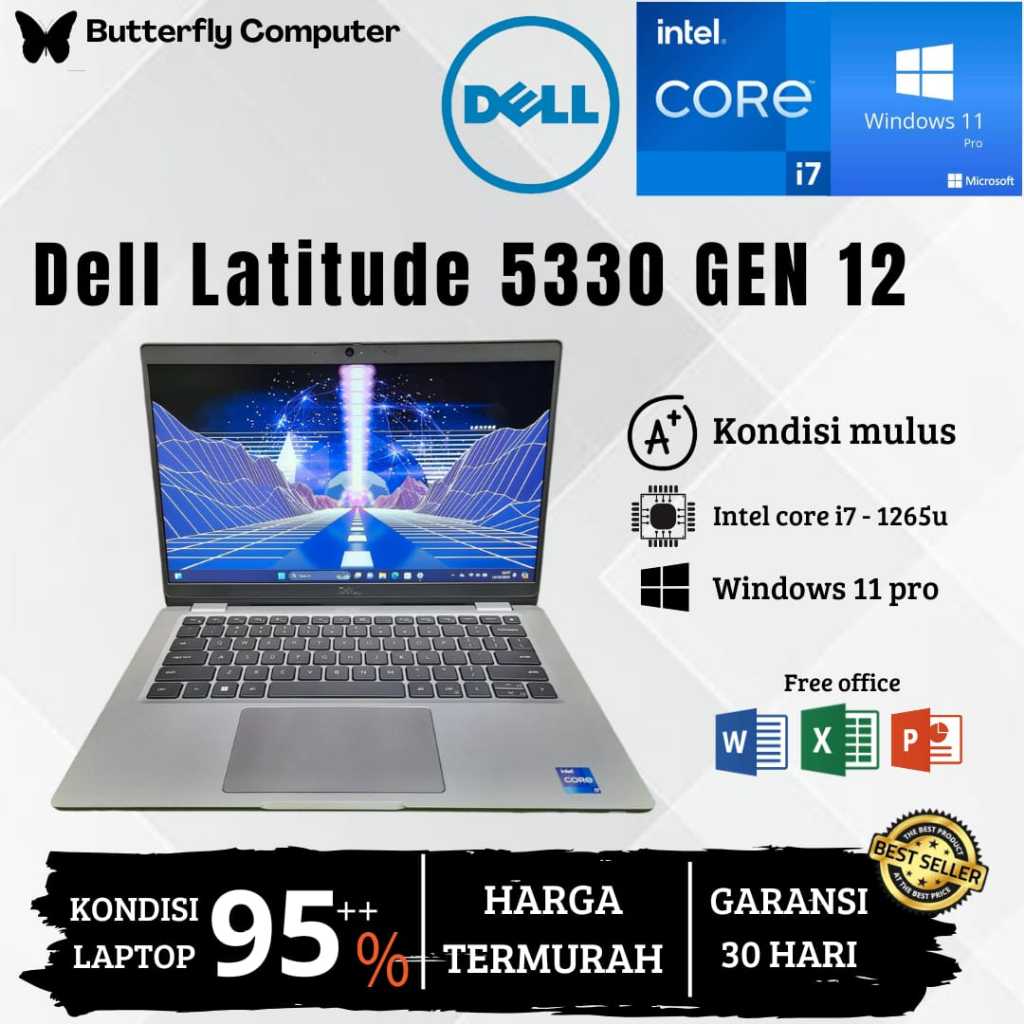 Laptop Dell 5330 Core i7 Gen 12 - RAM 16GB SSD 1TB - Windows 11 Pro - FULL HD - SSD 512 - 256GB