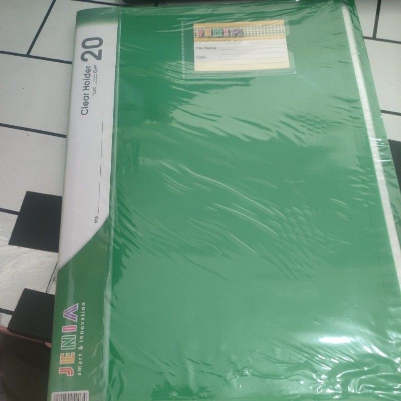 

clear holder ,,map file berkas isi 20 sheet merk jenia warna hijau dan merah