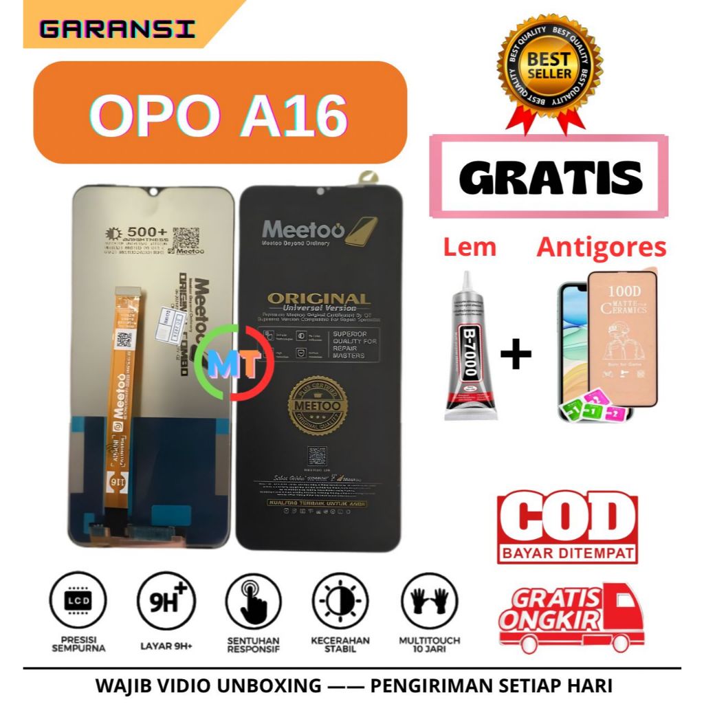 Lcd Touchscreen OPO A16 Gratis Lem + Antigores / Lcd Touchscreen OPO A16 Fullset OriginaL Meeto