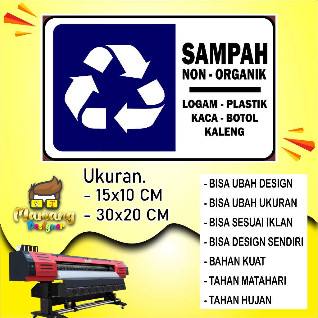 

Sticker Tempelan Sampah Non Organik Bahan Tahan Air Biru